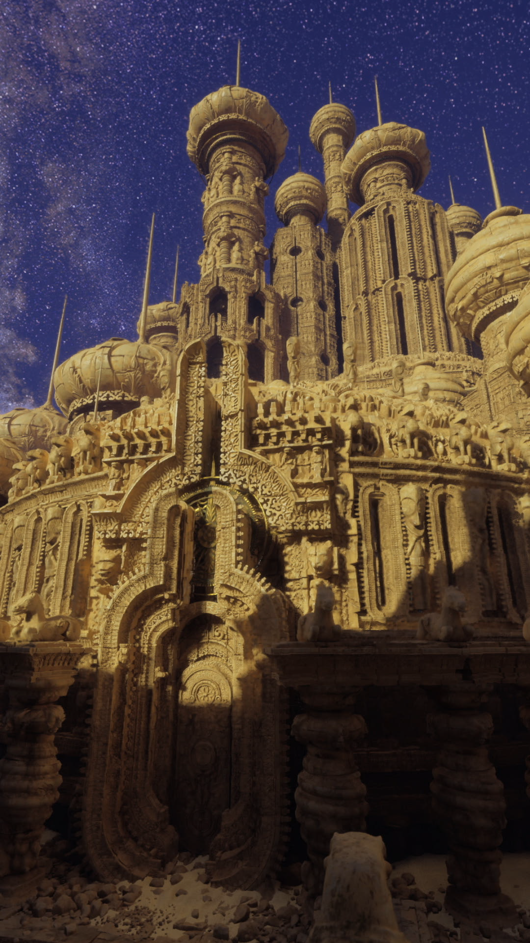 Stunning Alien Architecture Under Starry Stock Footage SBV-353099312 ...