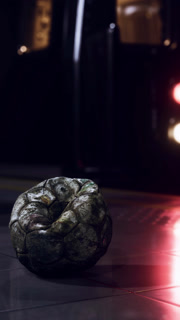 old soccer ball in empty subway