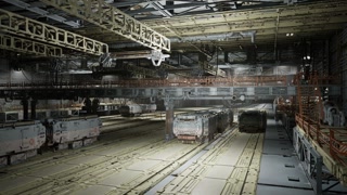 Scaffolding and cranes support ongoing retrofit activities at station