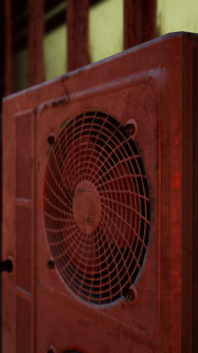 Fans provide airflow in a structured setting during late hours of the day