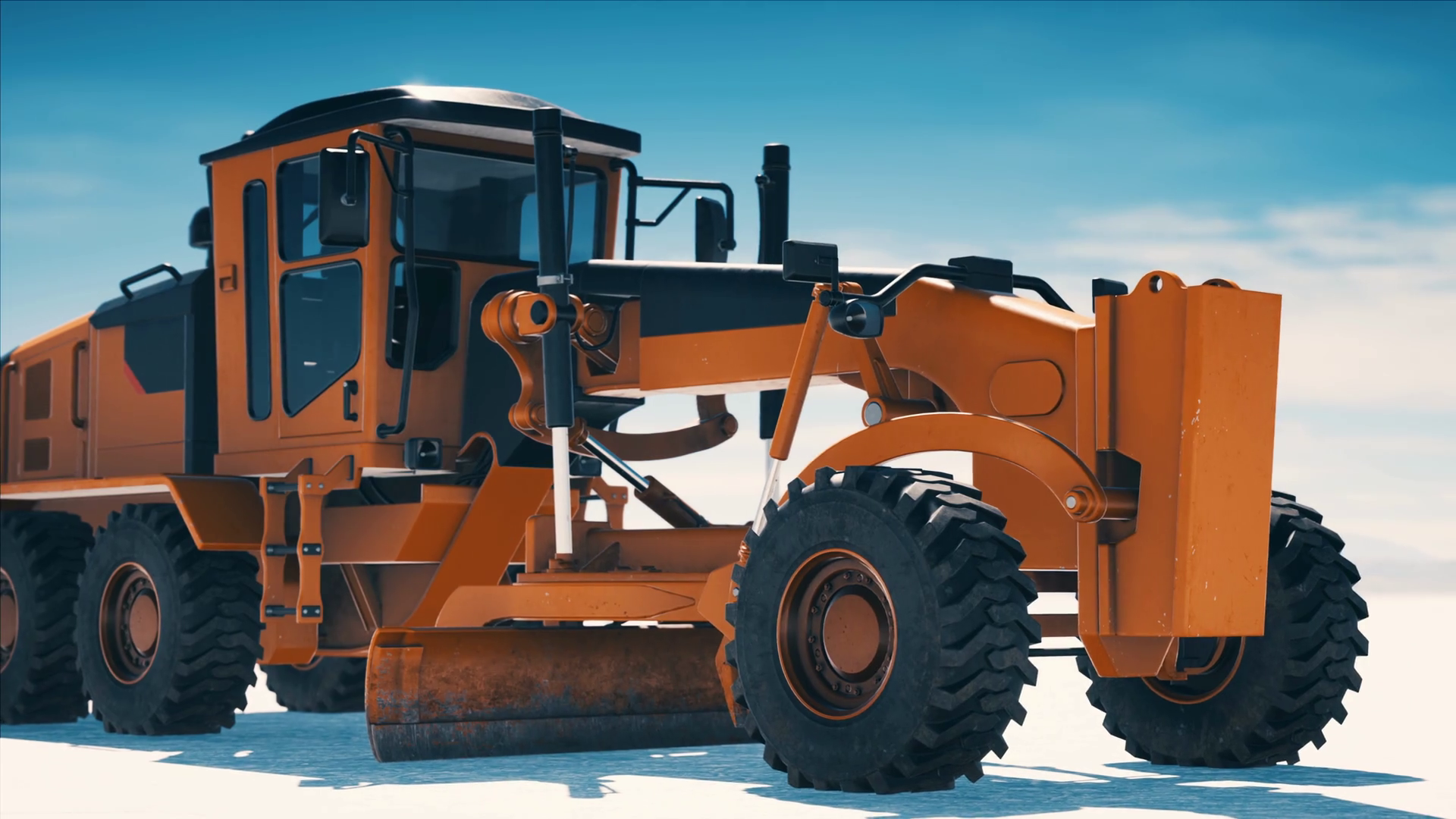 road grading machine on the salt desert road Motion Background 0010