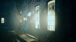 old brick factory at night