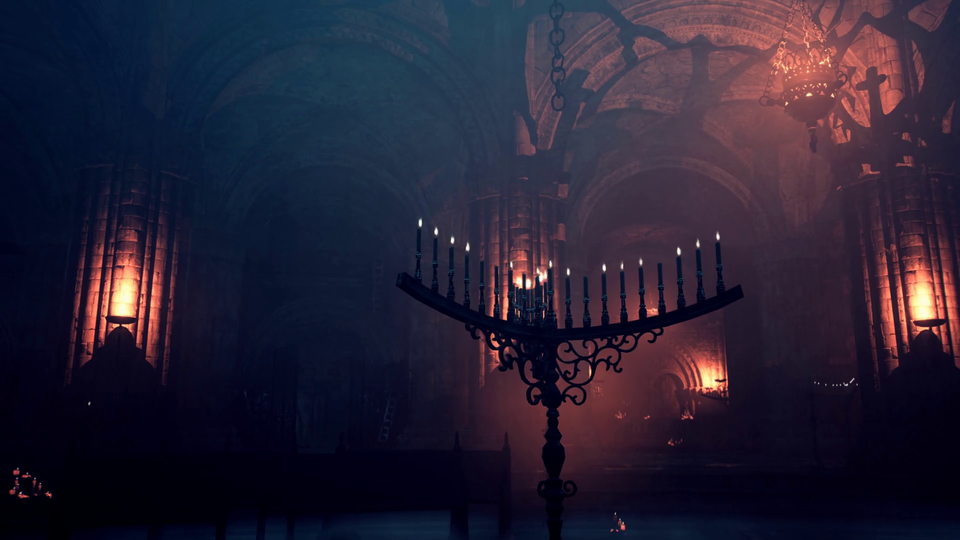 A Mesmerizing Candlelit Chandelier Stock Motion Graphics SBV348599887
