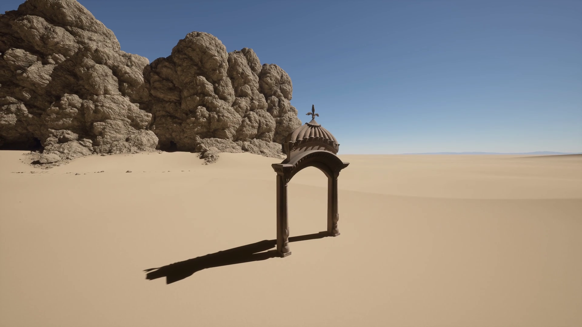 A Gazebo Standing Alone In Vastness Of Desert Stock Footage SBV