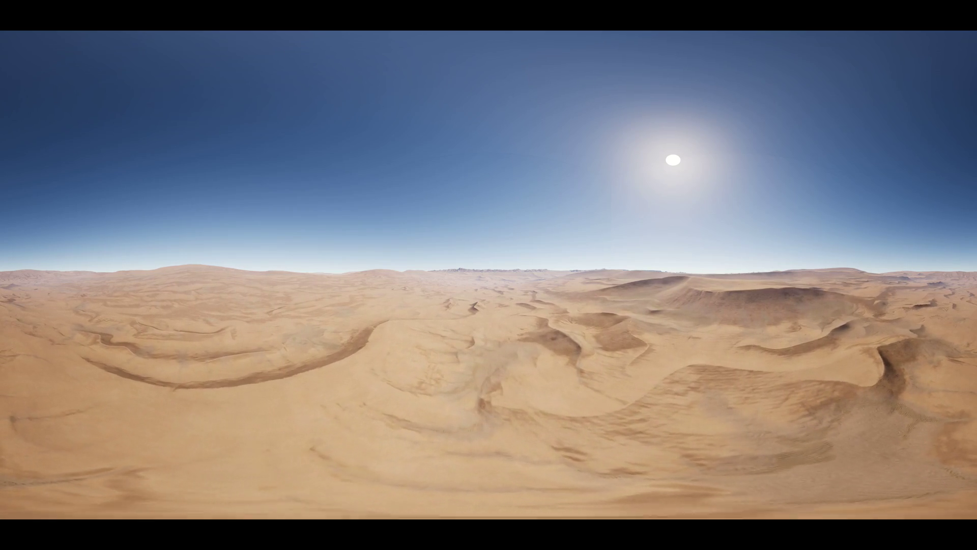 6K vr 360 camera moving above desert. ready for use in vr360 virtual
