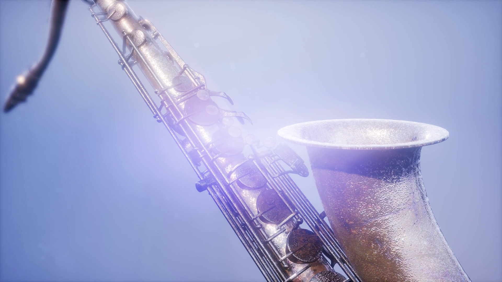 Golden Tenor Saxophone on blue background with light Stock Video