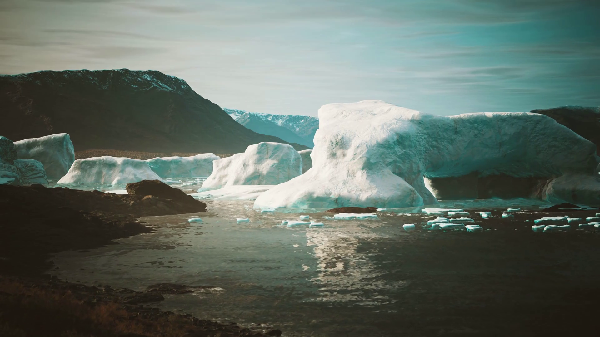 many melting icebergs in Antarctica Stock Video Footage 0010 SBV
