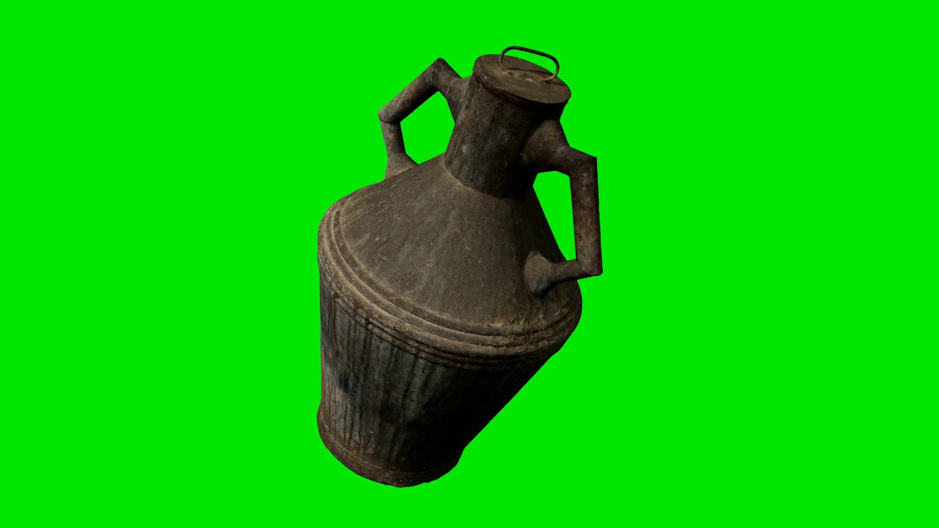 Vintage metal jug on green chromakey background Stock Video Footage 00