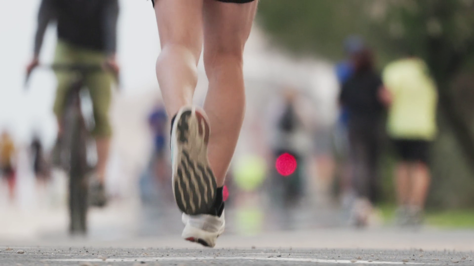 Athlete Running In Marathon Rear View Of Stock Footage SBV-352059148 ...