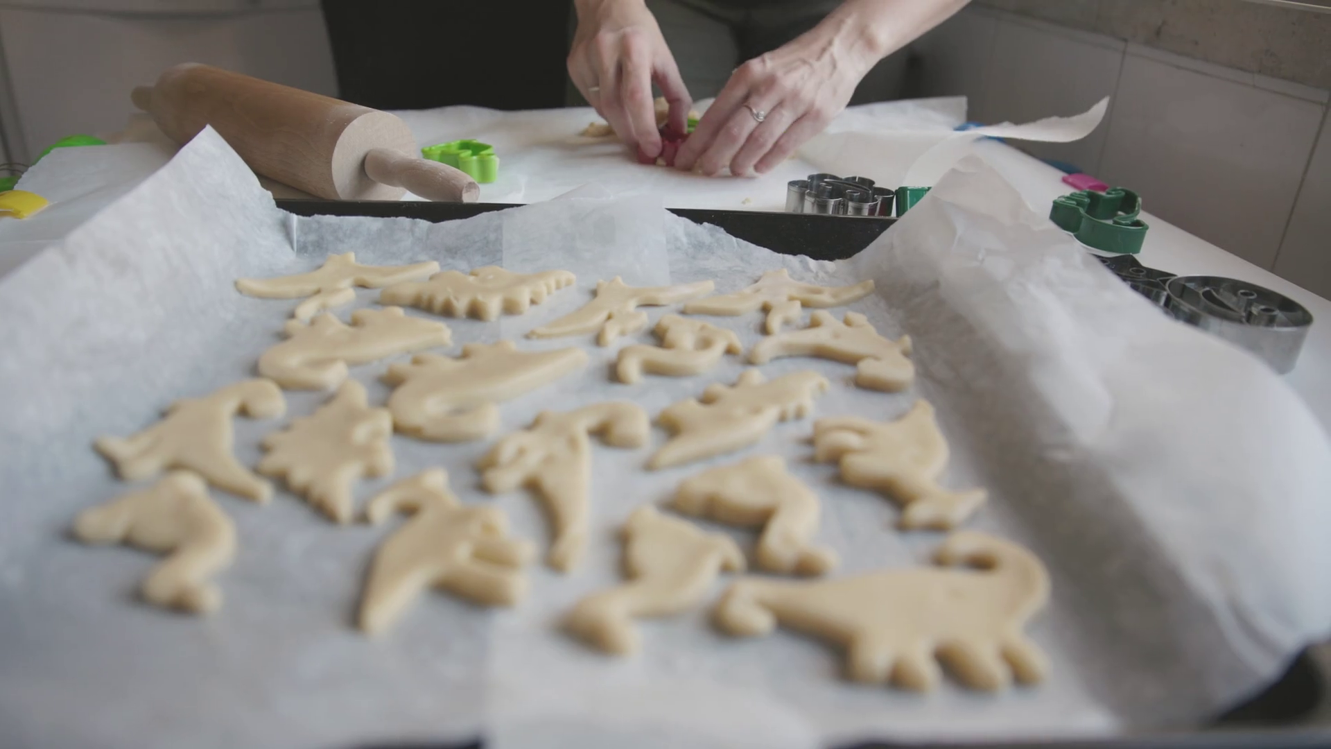 Baking Cookies Female Hands Lay Out Dough Stock Footage SBV347494333 Storyblocks