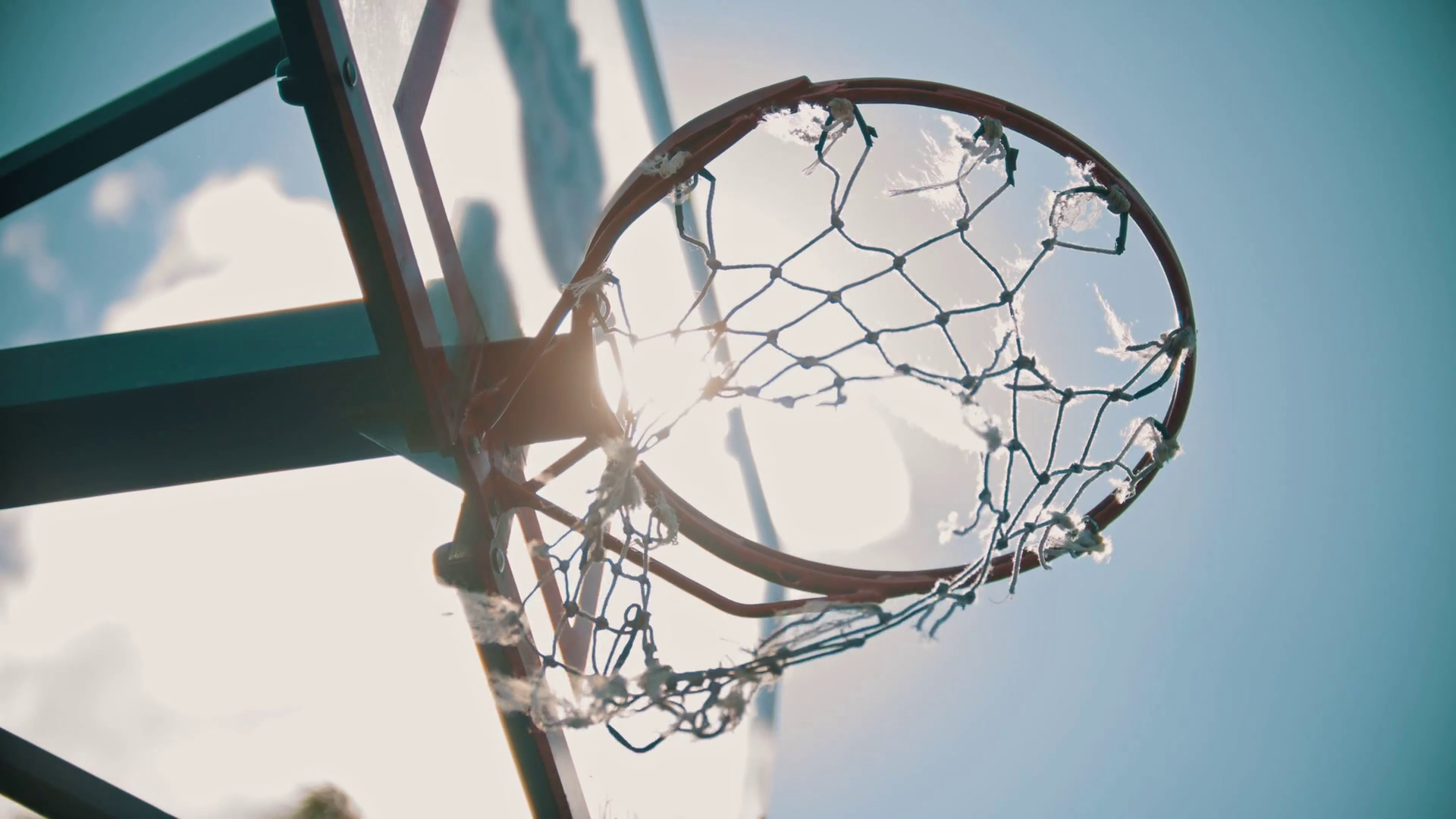A Basketball Hoop Net Fluttering In Wind Stock Footage SBV336514585