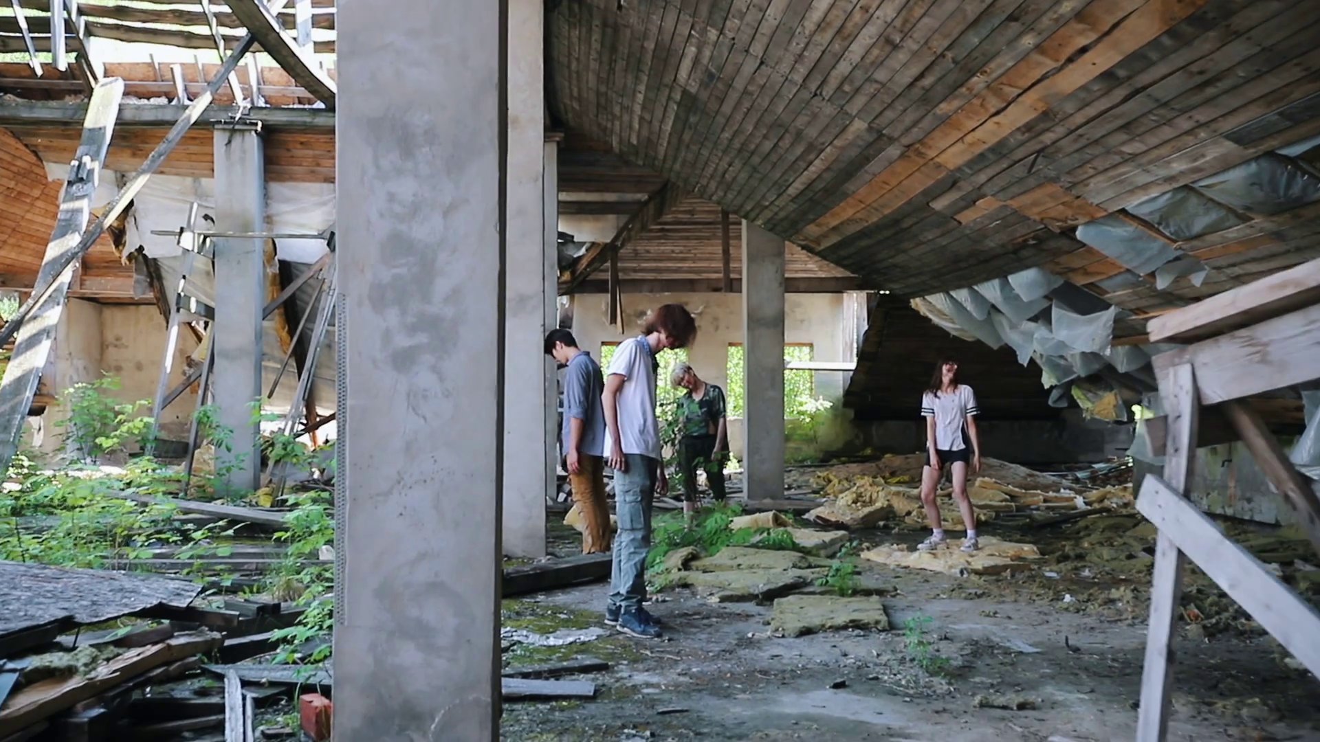 A Zombie Attack On Top Floor Of Abandoned Stock Footage SBV335760821