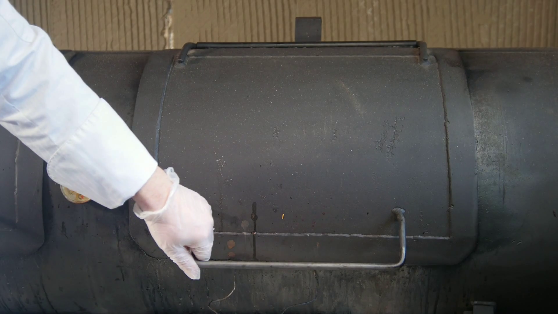 Chef Smoking Meat On Grill In Commercial Stock Footage SBV321256944