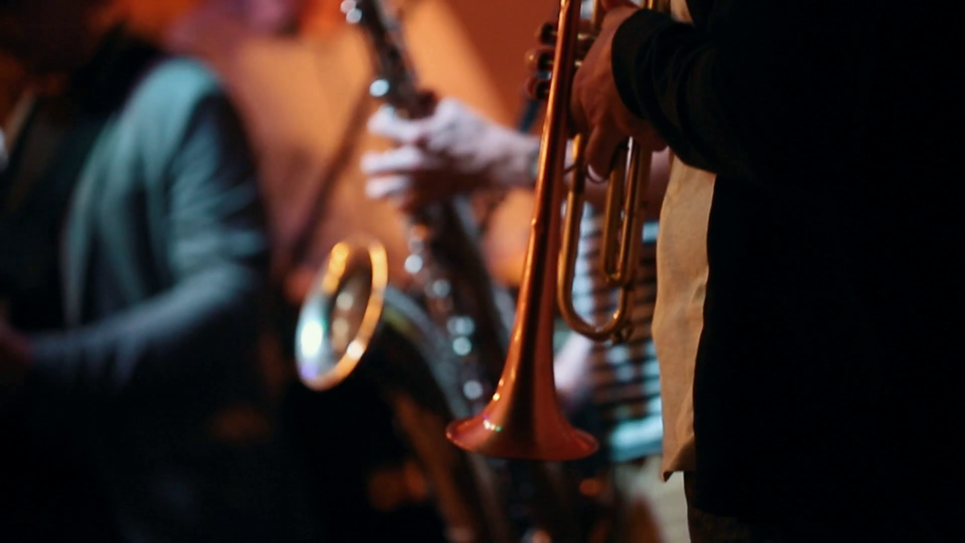 Four Musicians From Jazz Band Play At Stock Footage SBV326191039