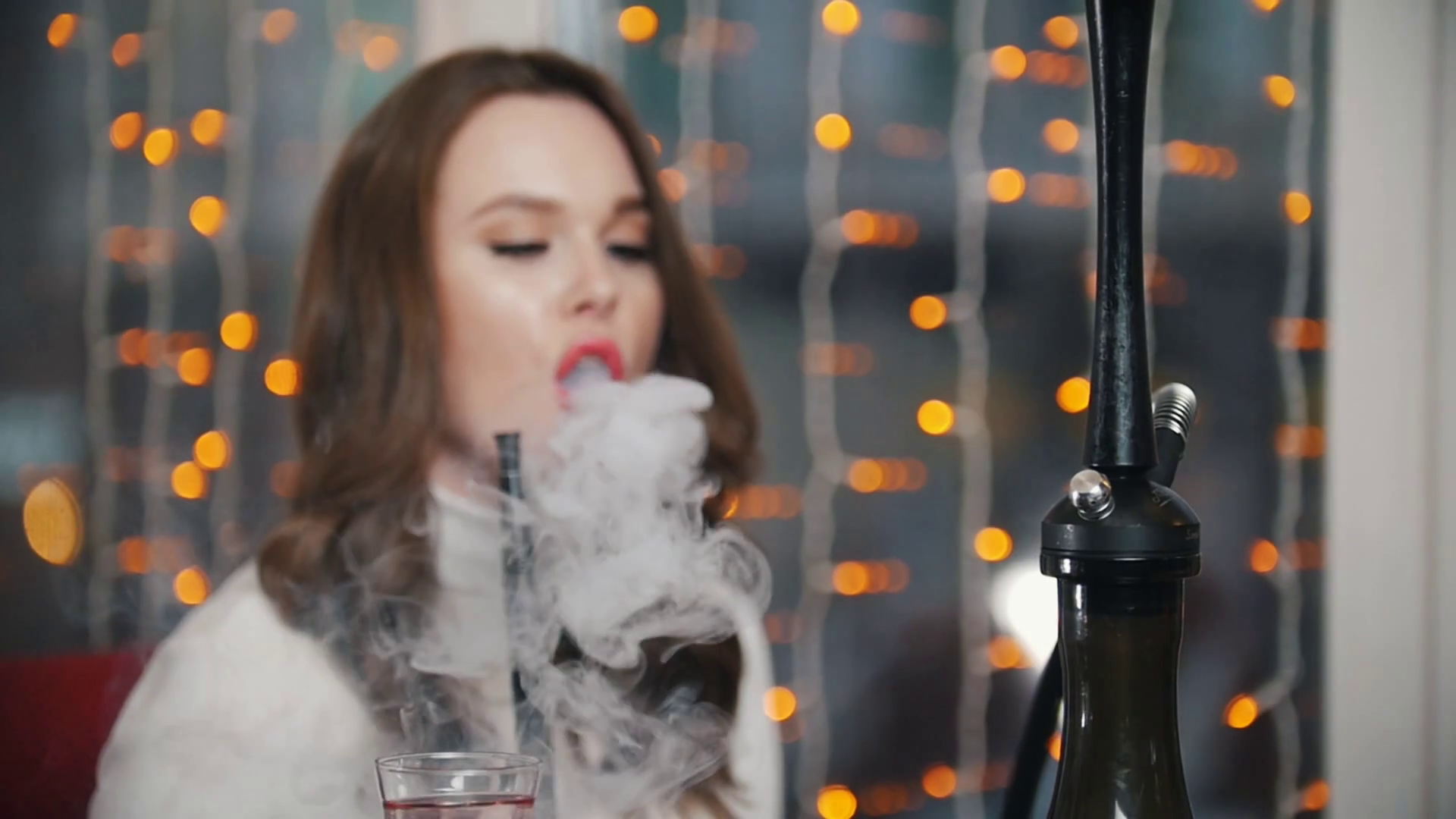 Girl In Bar Smoking Hookah Slow Motion Stock Footage SBV328586271 Storyblocks