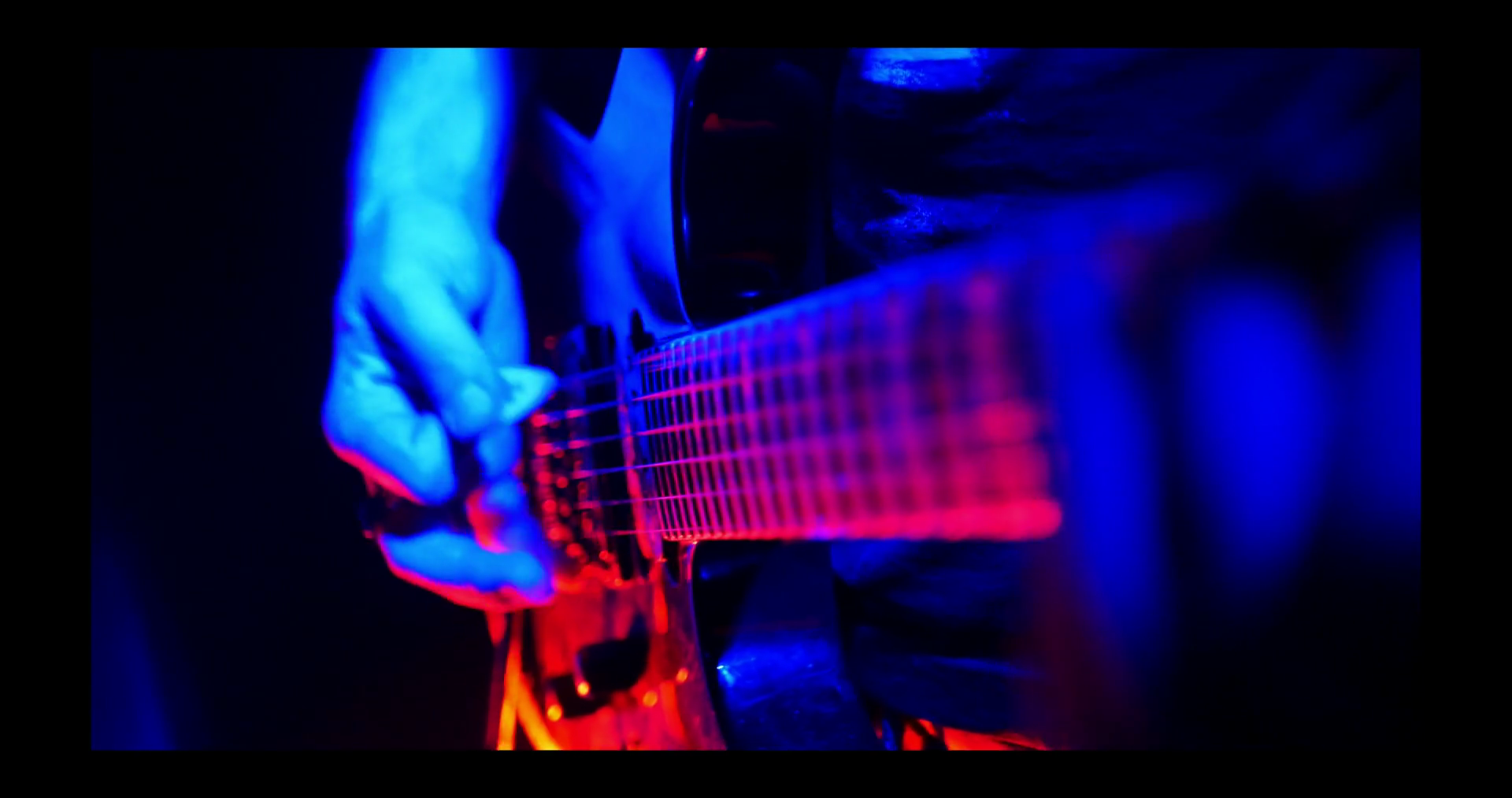 Guitarist Plays On Illuminated Lamps Guitar Stock Footage SBV330033600