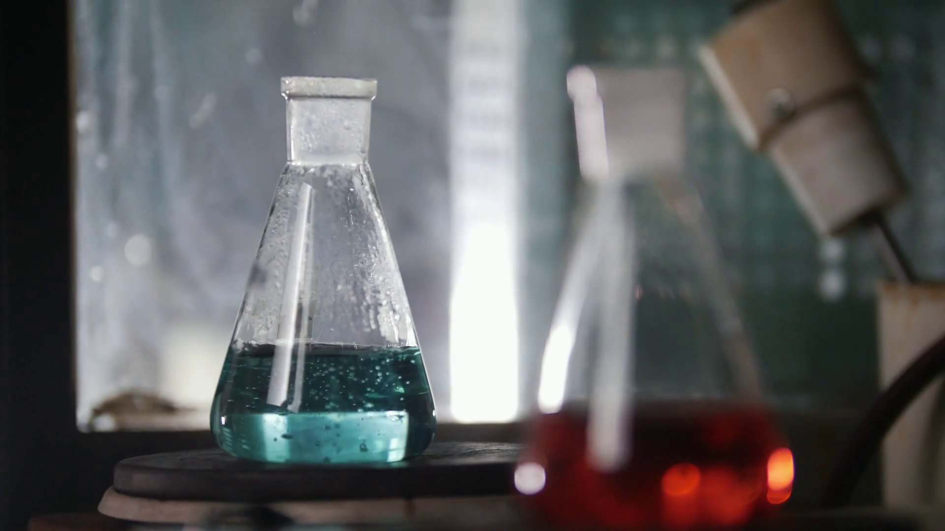 The Glass Flasks Heat Up In Medical Stock Footage SBV329780409