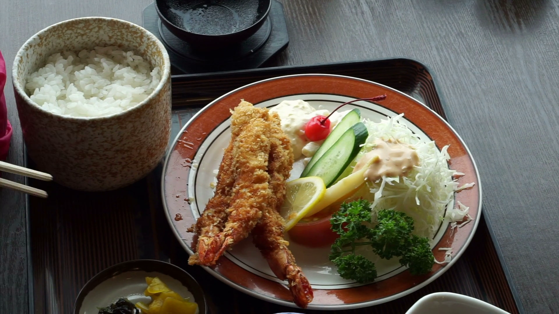 Japanese Shrimp Prawn Tempura Food Meal Set Stock Footage SBV312218987