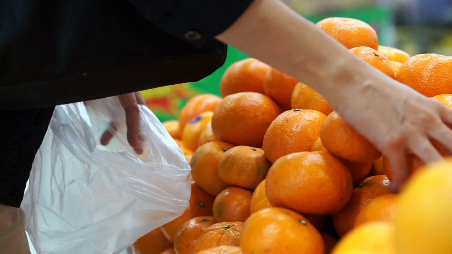 Picking Oranges In To supermarkets Plastic Bag Stock Video Footage Storyblocks