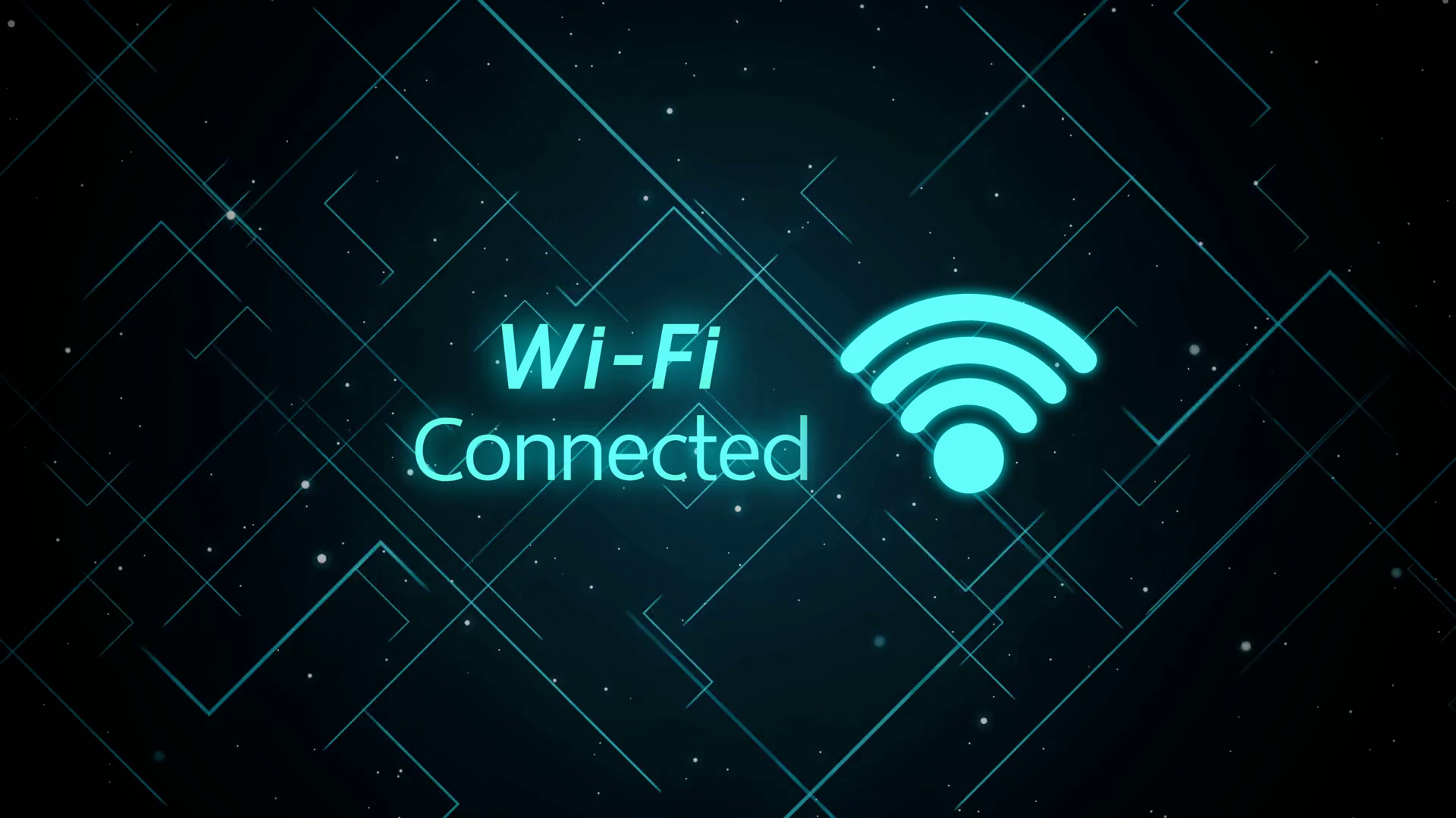 Futuristic blue Wifi icon connecting, illuminate on dark technology