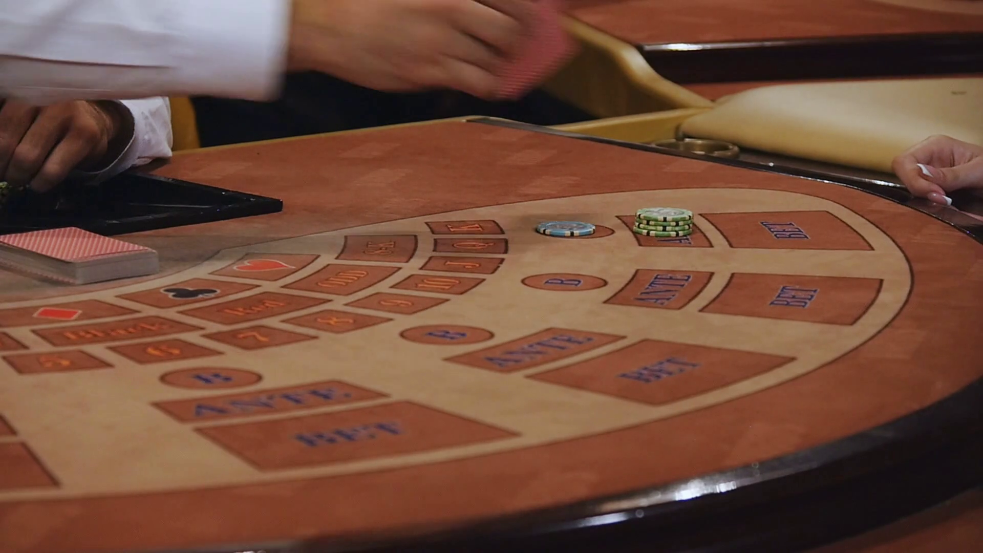 Dealer Moves Cards To Player Game Of Stock Footage SBV-311054564 ...