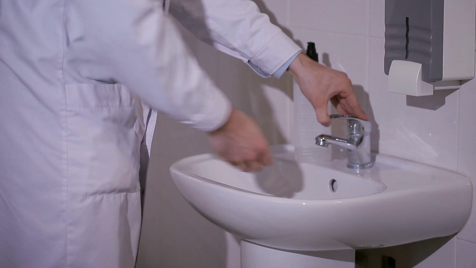 Doctor Carefully Wash Hands Surgery Stock Footage SBV312183391