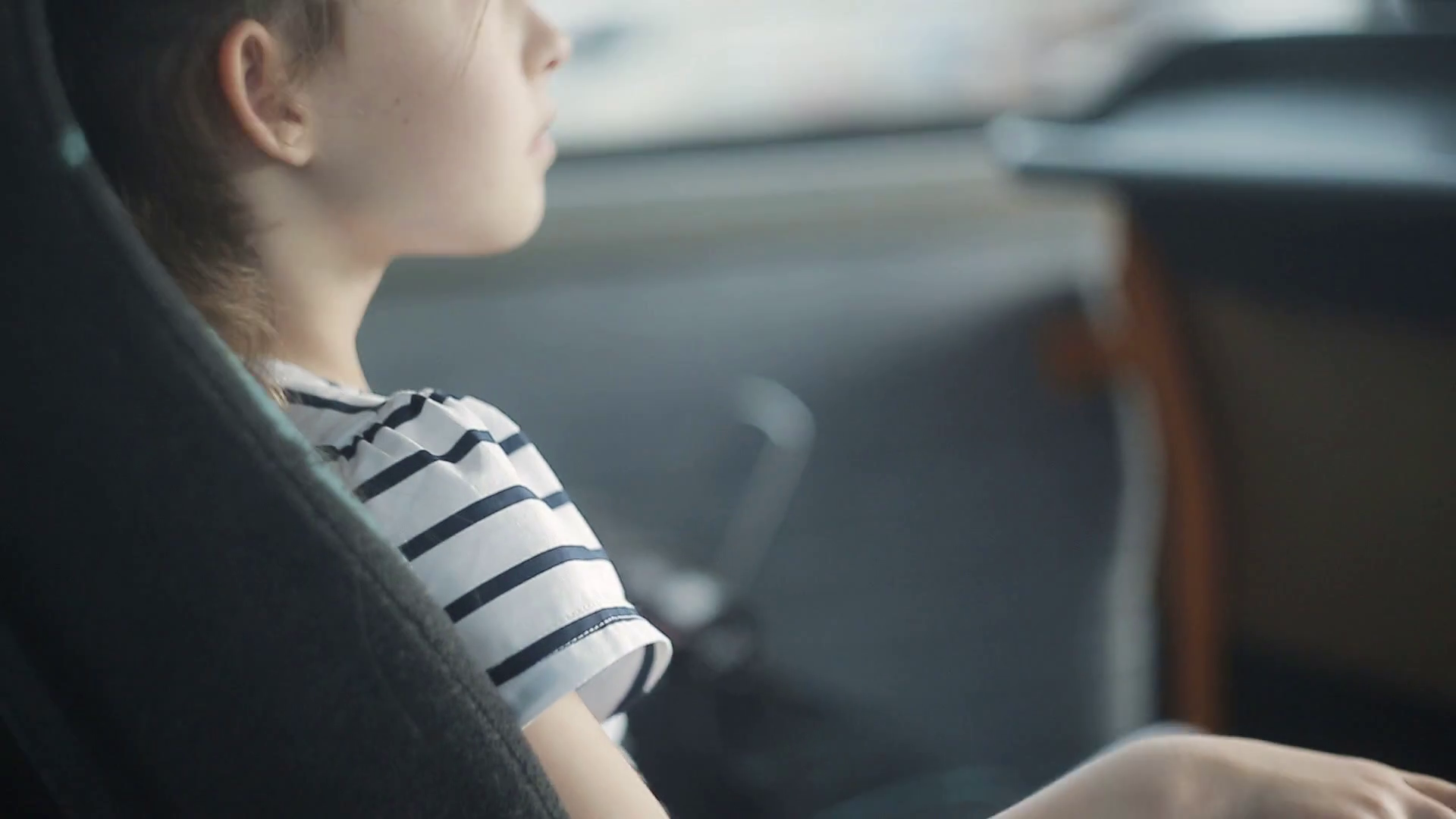A Little Girl Is Traveling In Tourist Bus Stock Footage SBV315604798