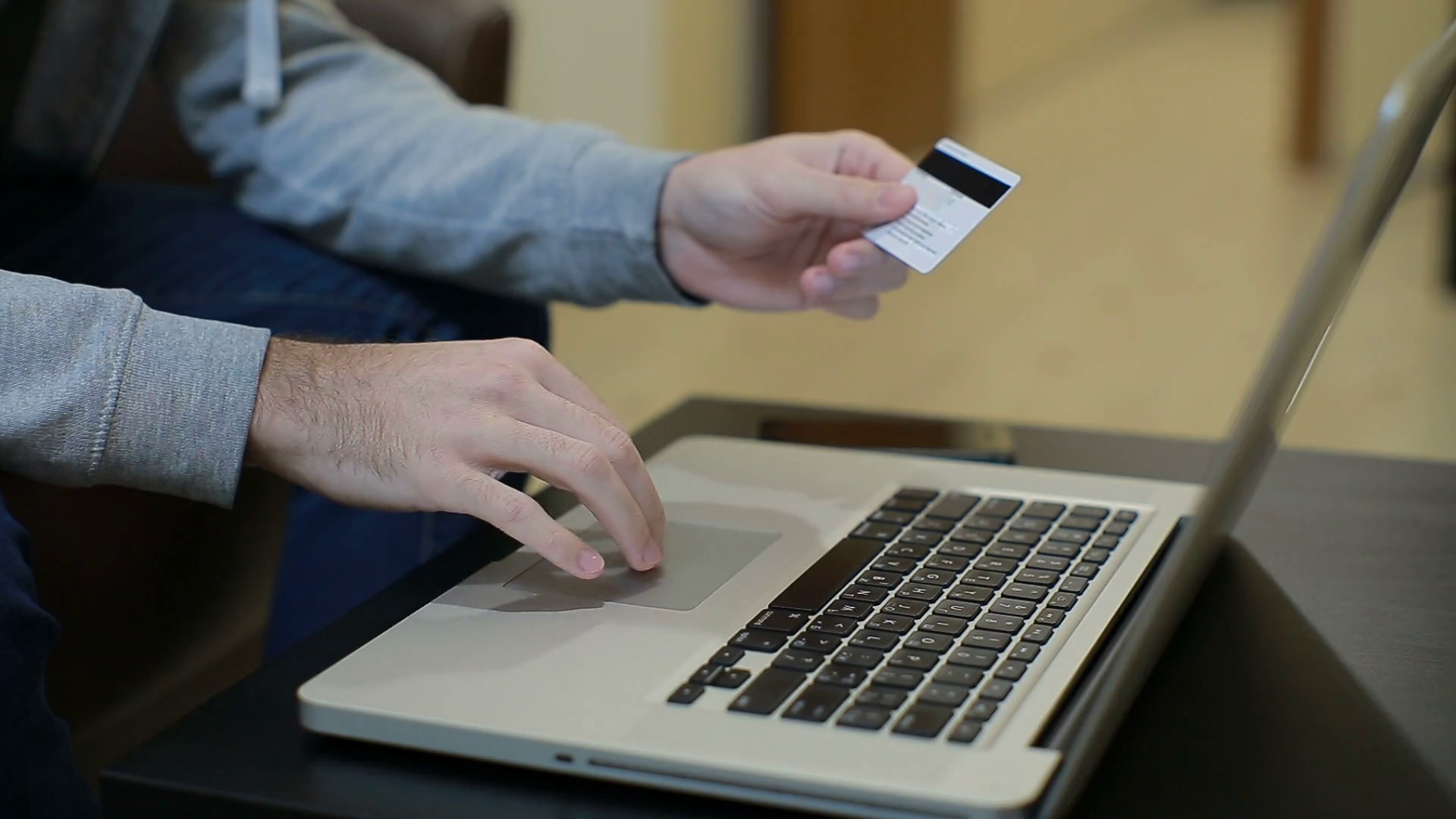 Man Paying Bill Shopping Online Inserting Stock Footage SBV306214270