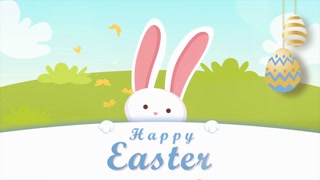 Happy Easter - Easter bunny video animation. Festive decoration for TV program with easter theme.