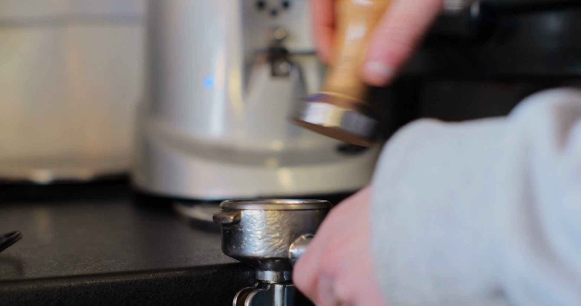 Tamping Fresh Ground Coffee Making Fresh Stock Footage SBV347518338