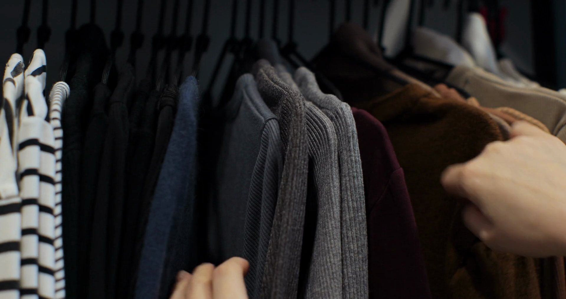 Woman Hands Run Across Rack Of Clothes Stock Footage SBV-348760555 ...