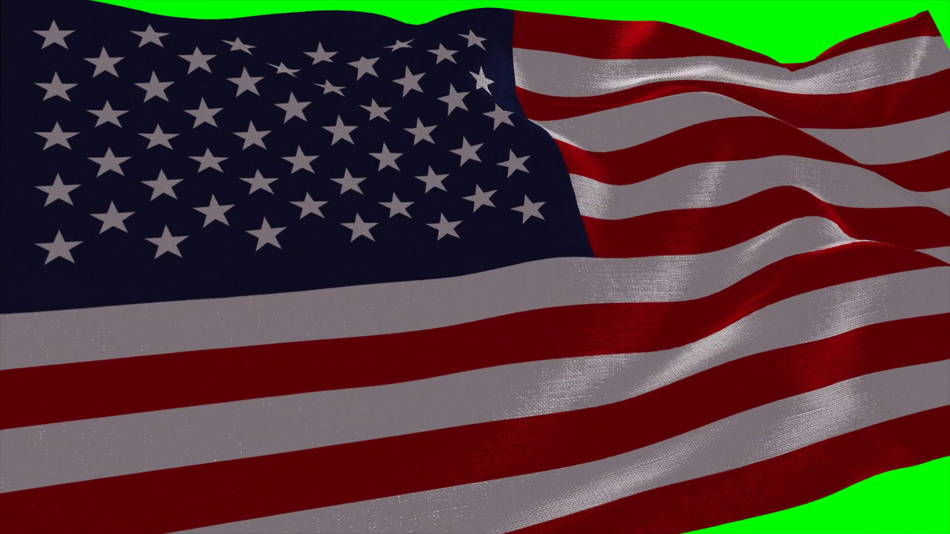 4K United States of America Flag is Fluttering on green background. Isolated waving. Green
