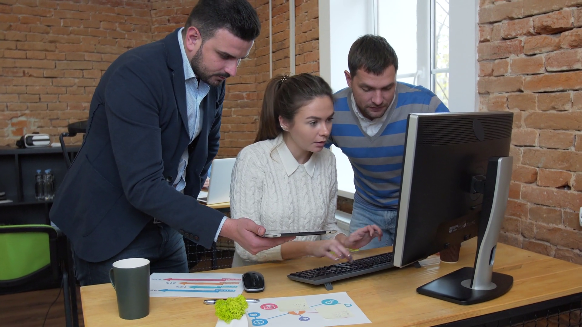 Creative business team meeting in modern start up office ...