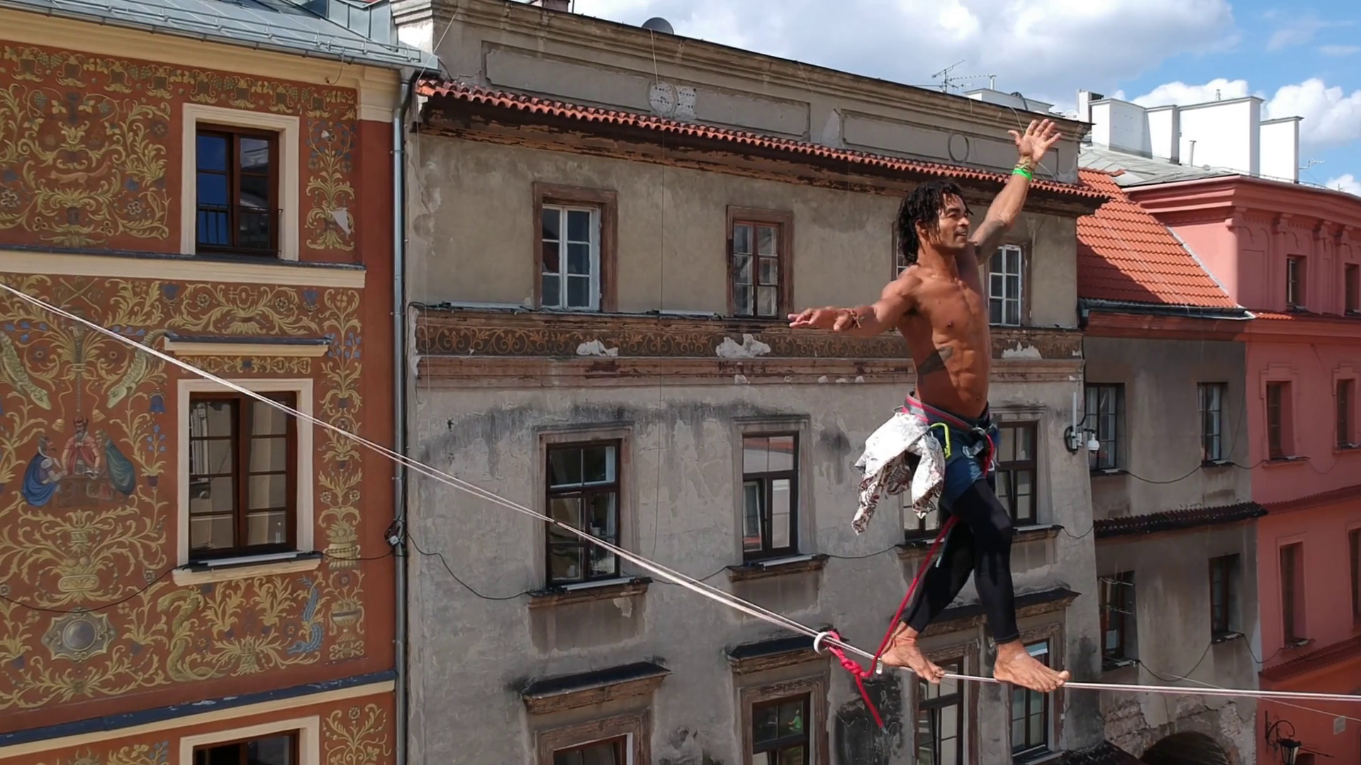 Highline Walker Making Tricks On Slackline Stock Footage SBV317363106