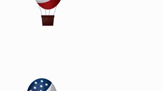 Balloons soaring with USA flag, 4K animated video