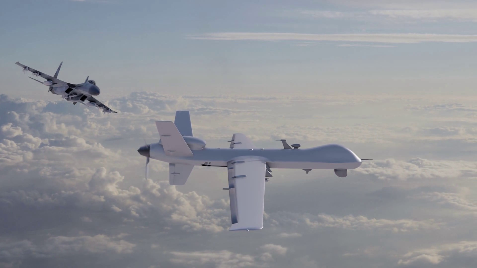 Russian Fighter Jet Takes Down Drone Stock Motion Graphics SBV