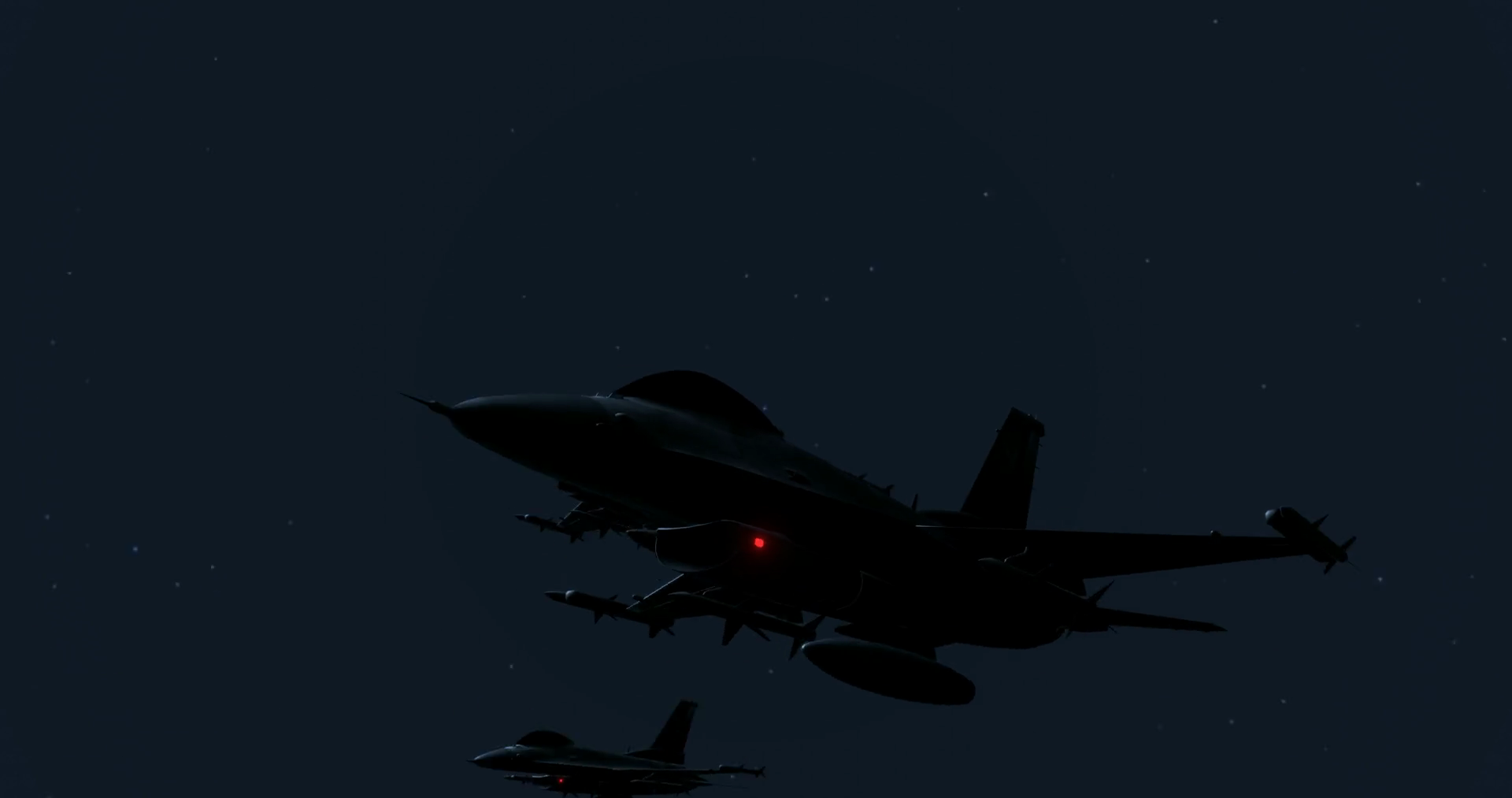 F16 Fighter Jets Flying Low at Night to Carry Out Airstikes Stock