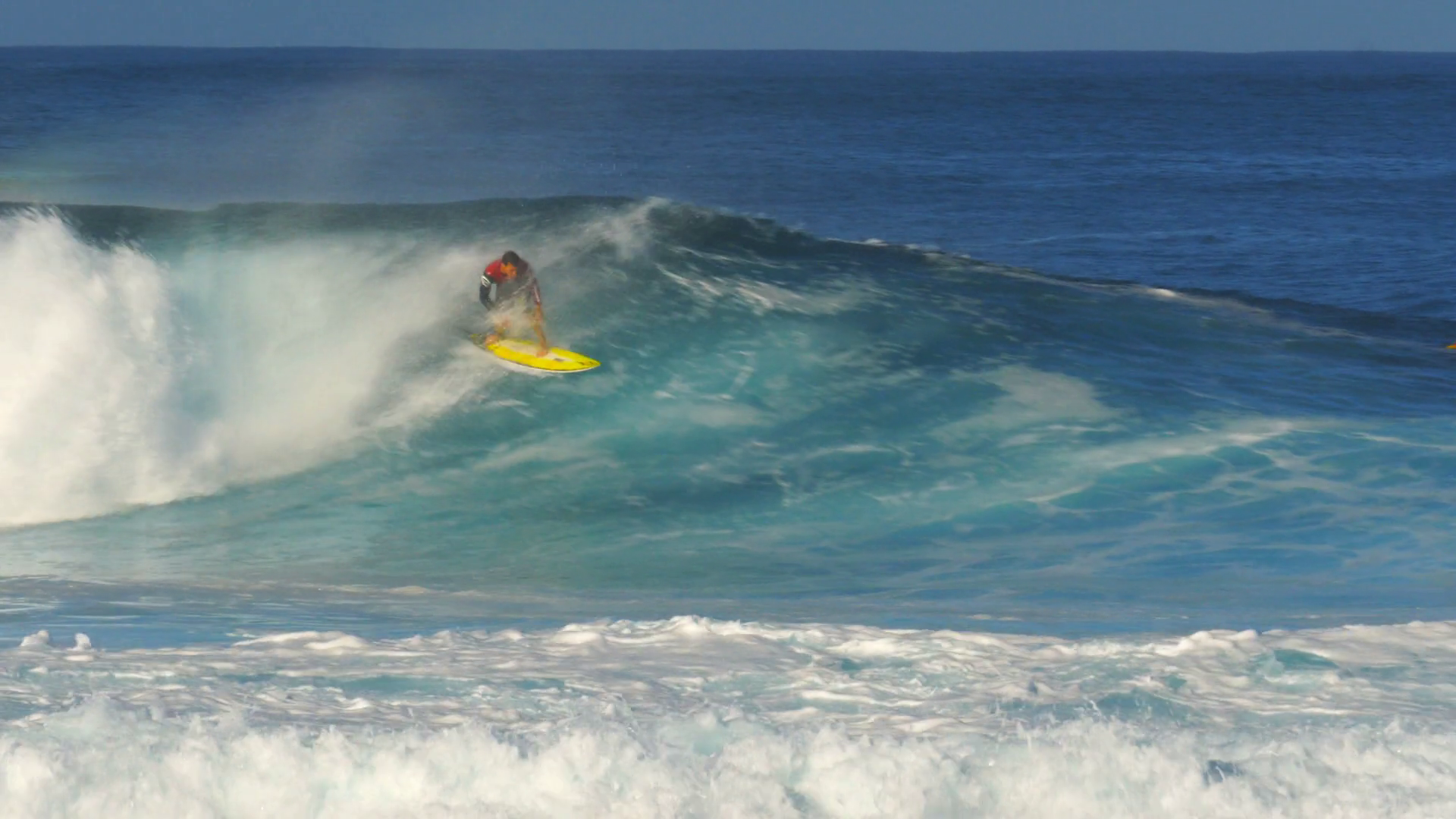 A Surfer Rides Wave On Backhand Gets Stock Footage SBV-353241629 ...