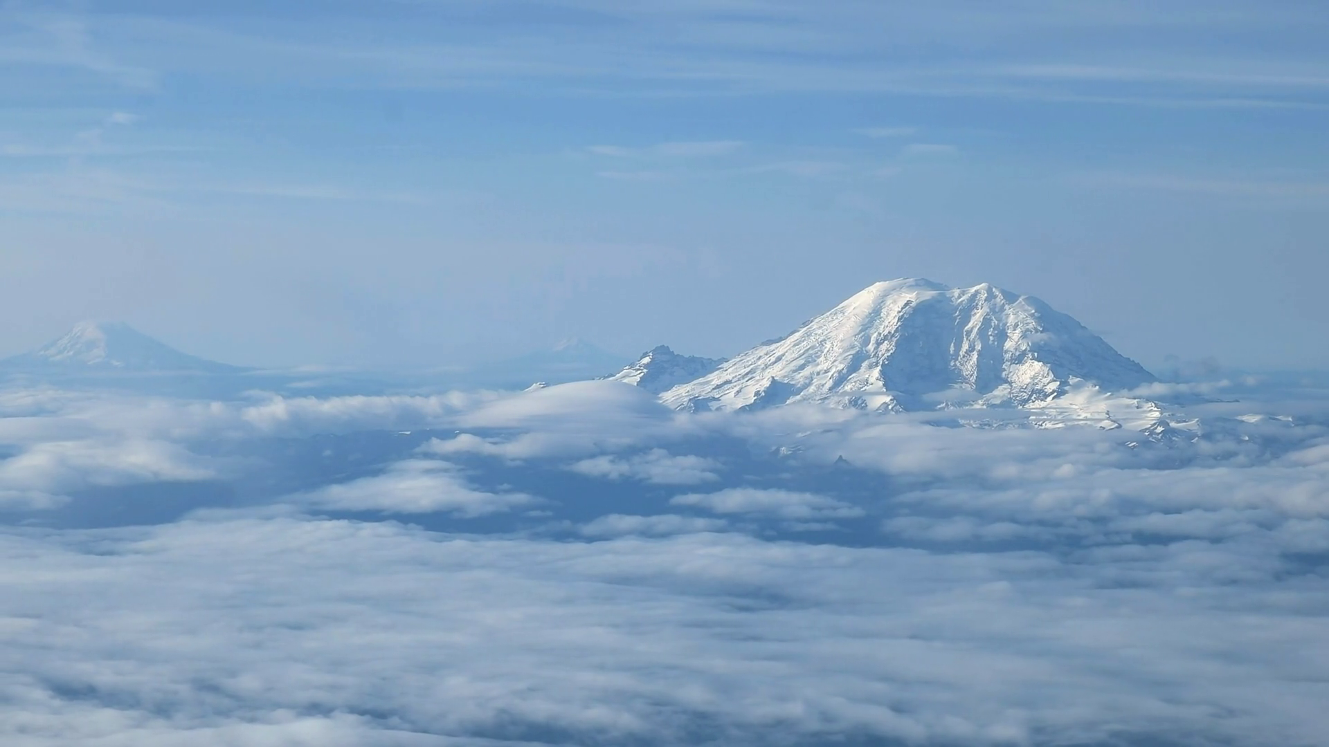 The Aerial View Of Mount Rainier Mount Adams Stock Footage SBV ...