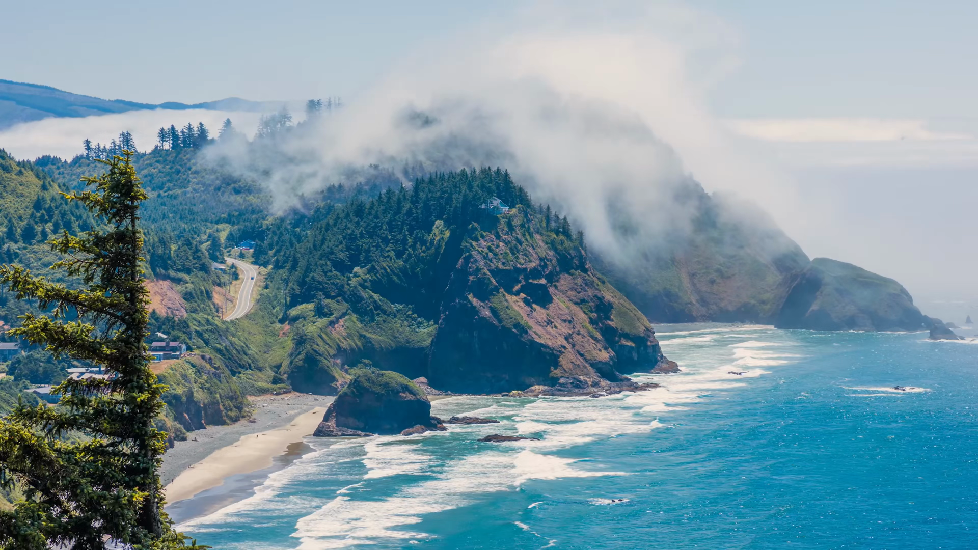 Scenic View Of Oregon Coastline Near Octopus Stock Footage SBV ...
