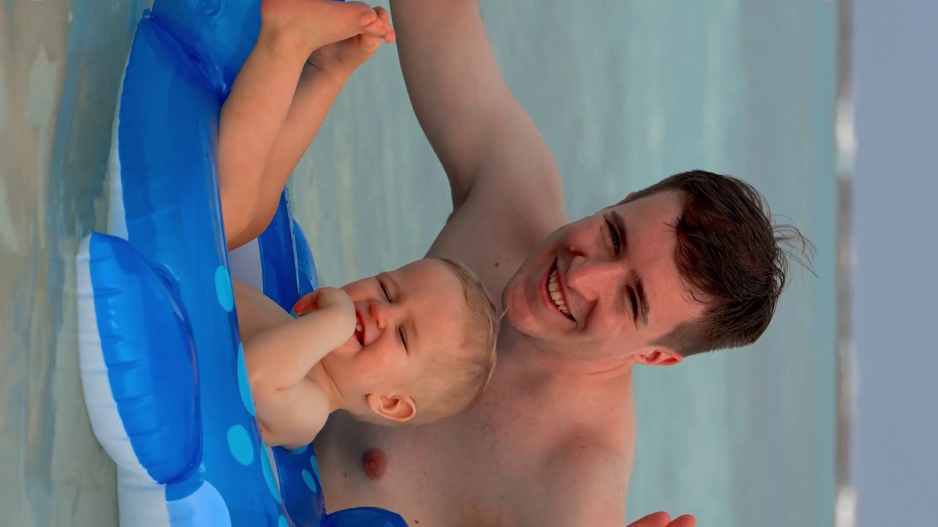 Vertical Of Father Son Wave At Camera Stock Footage SBV-351975898 ...
