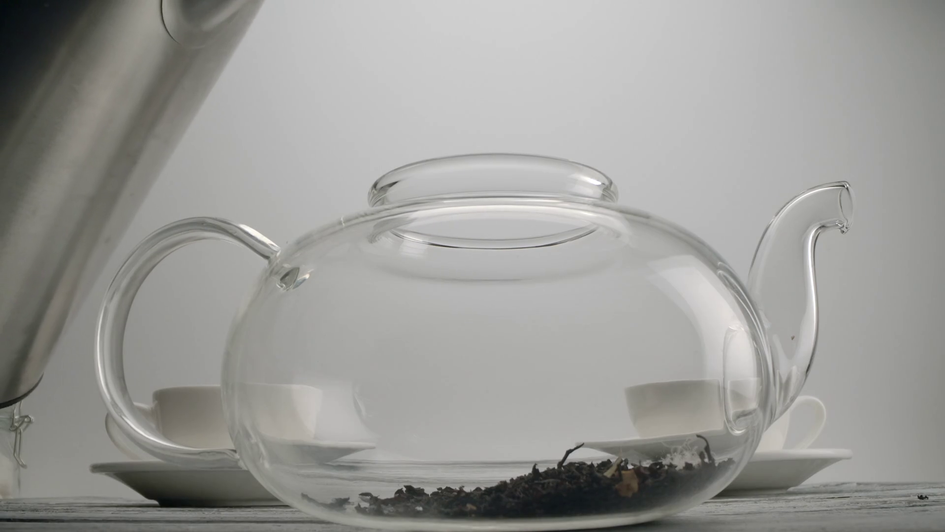 Pouring Boiling Water Into Teapot With Black Stock Footage SBV