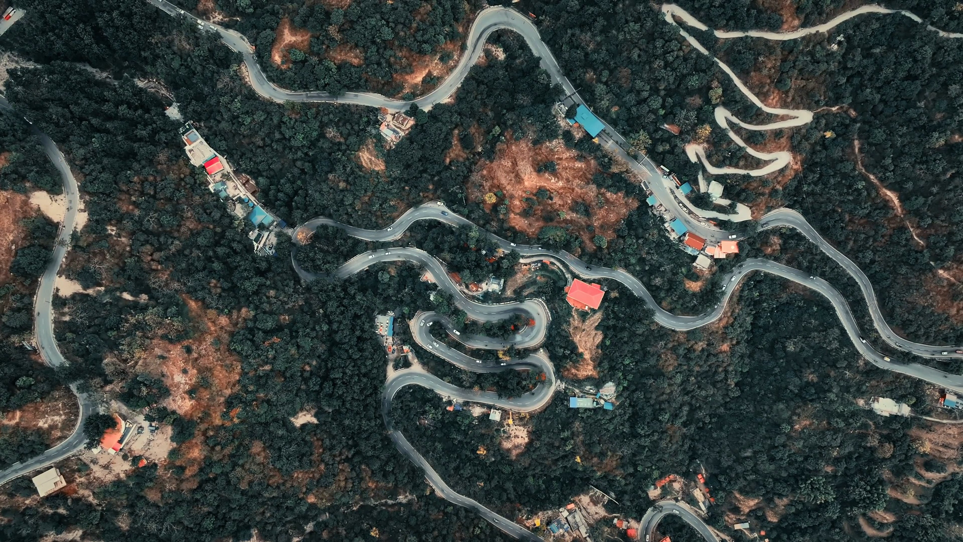 Aerial View Of Winding Mountain Road With Stock Footage SBV-351866995 ...