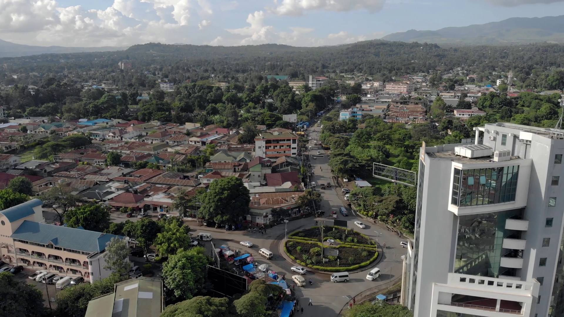 Aerial Close Flyby View Of City Of Arusha Stock Footage SBV338602854