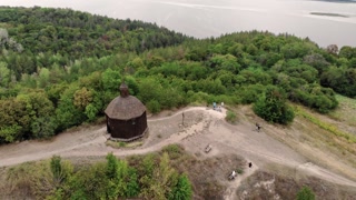 Scenic view of the Dnipro river from the Old Wooden Church on Krasuha Mountain near Vitachyv village in Kyiv region, Ukraine.