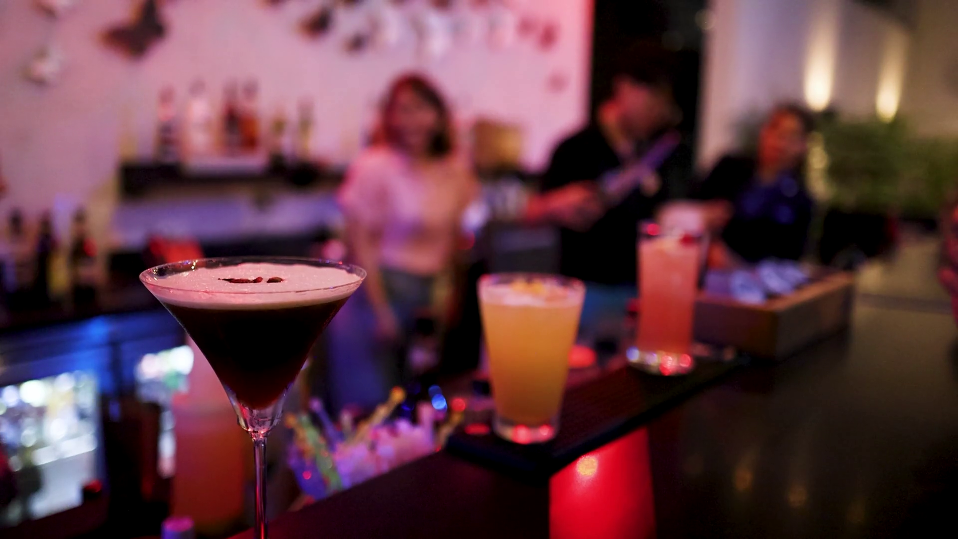 Vibrant Bar Scene With Colorful Cocktails Stock Footage SBV-352396941 ...