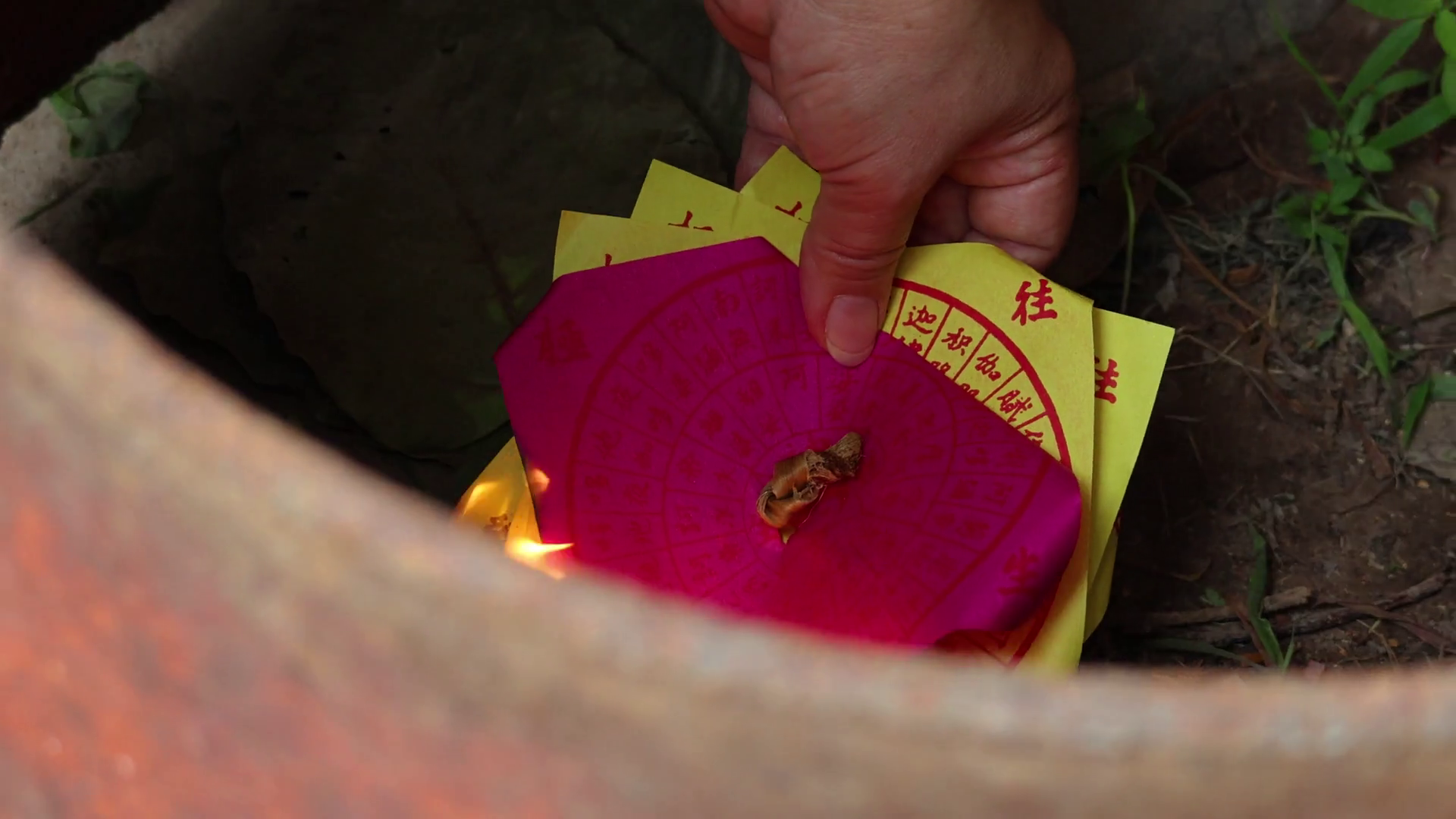 Ritual Burning Of Joss Paper Stock Footage SBV-352980678 - Storyblocks