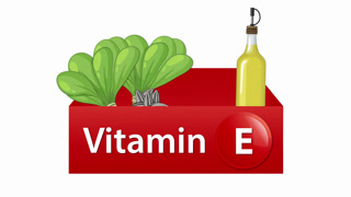 Vitamin E Rich Foods Arranging Inside Red Nutrition Box Animation
