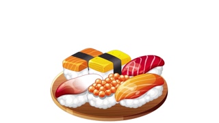 Sushi Platter Animation on White Background