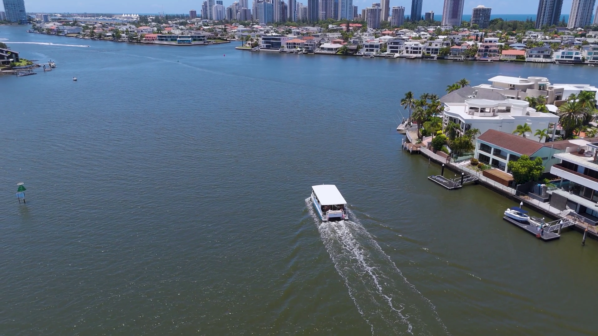 Boat Cruising On Gold Coast River Stock Footage SBV-352483529 - Storyblocks